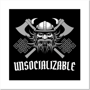 Not Socializable Grim Viking Warrior Posters and Art